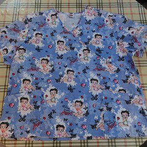 Betty Boop Scubs Scrub Top Nurse Caregiver PSW Size L XL XXL Plus